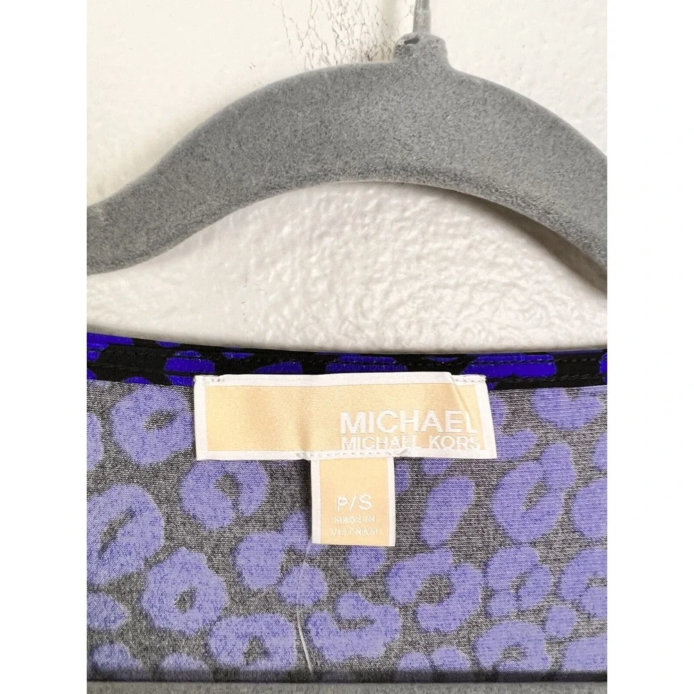 Michael Kors P/S Petite Small Blue Leopard Print‎ Stretch Shift Dress Tunic